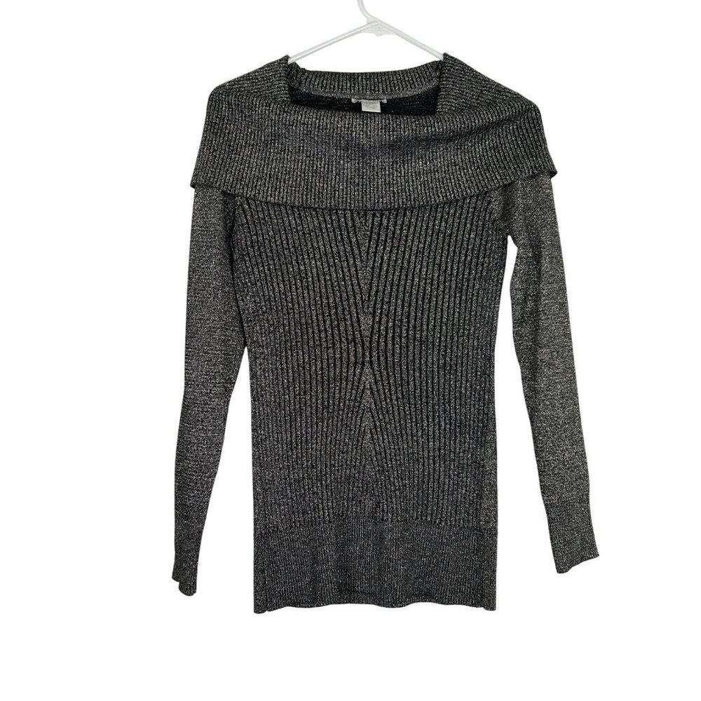 Cache Women's Bronze Metallic Sparkle Sweater Cowl Neck Long Sleeve Small Rayon
